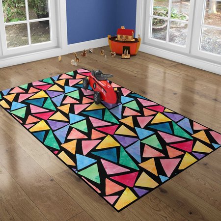 Deerlux Colorful Kids Room Area Rug with Nonslip Backing, Multi Triangle Pattern, 8 x 10 Ft Large QI003761.L